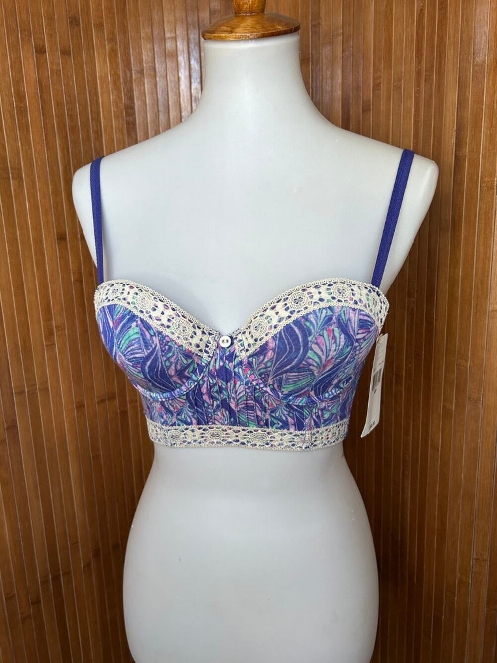 Underella by Ella Moss Stained Glass Longline Bralette Size 32B